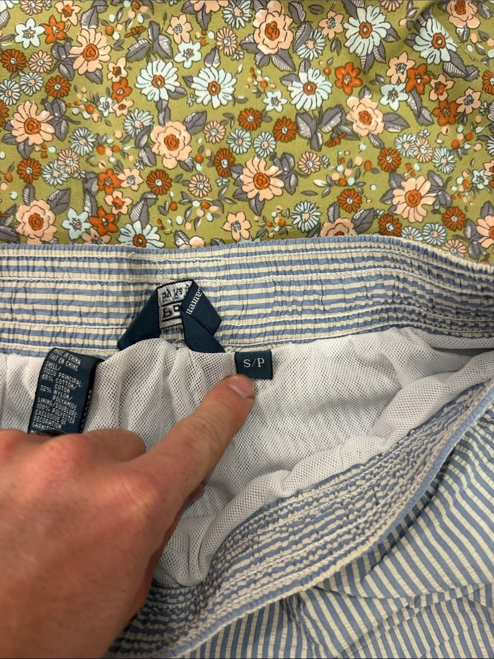 Ralph Lauren Blue & White Striped Seersucker Drawstring Shorts